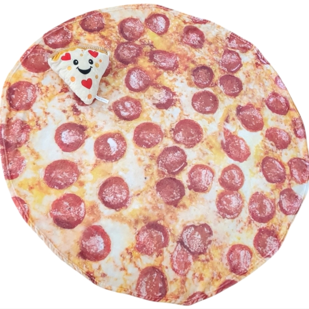Pizza Party Blanket with Smiling Slice Pillow